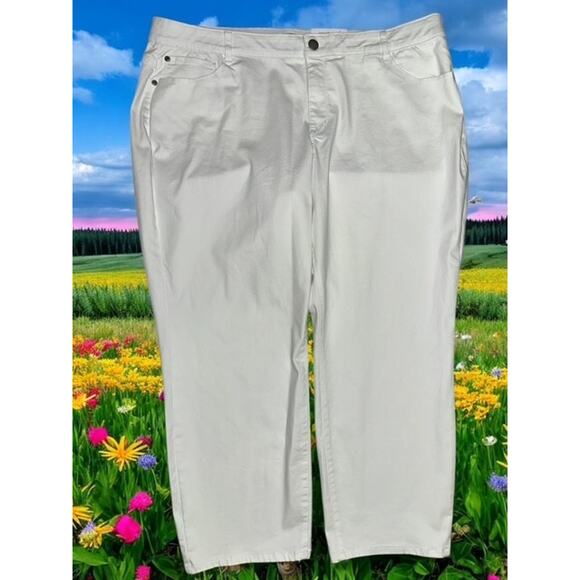 Westbound Woman 24W S Pants White Formula Fit Mid Rise Straight Tummy Panel Jean - Picture 2 of 6